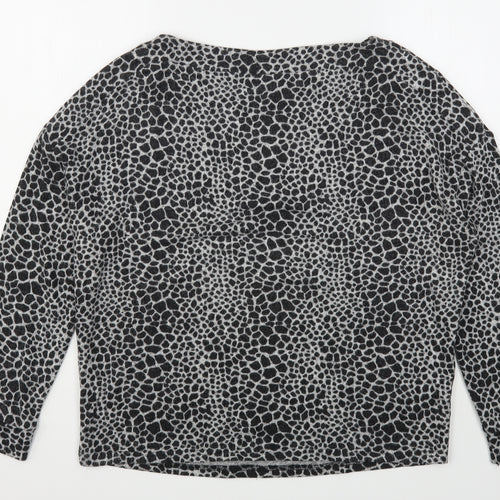 Dorothy Perkins Womens Black Round Neck Animal Print Polyester Pullover Jumper Size 14