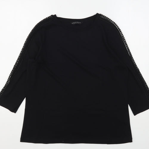Dorothy Perkins Womens Black  Cotton Basic T-Shirt Size 16 Round Neck