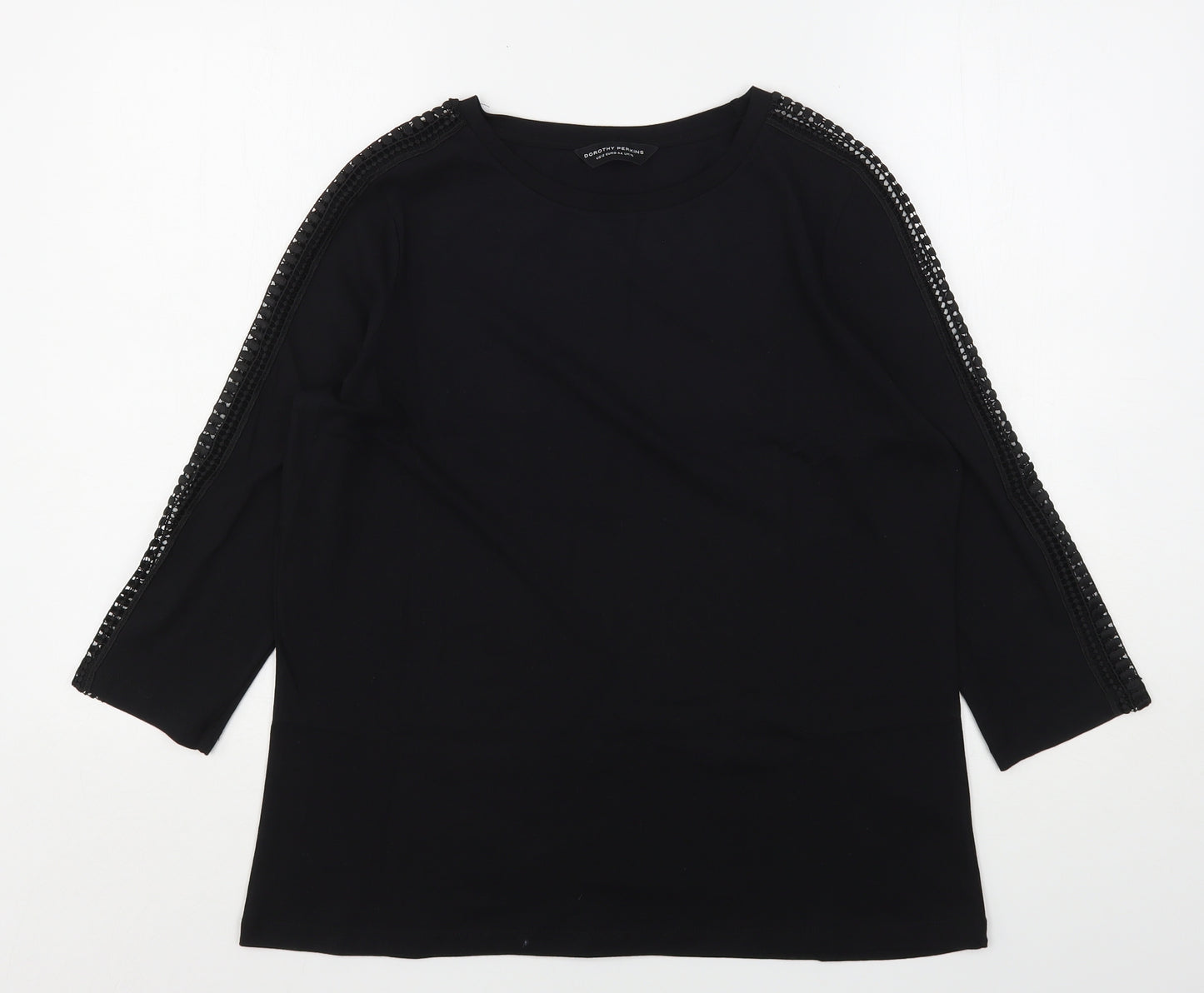 Dorothy Perkins Womens Black  Cotton Basic T-Shirt Size 16 Round Neck
