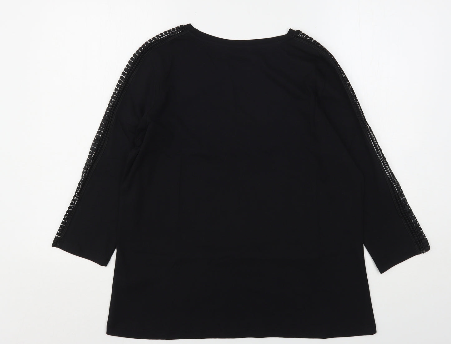 Dorothy Perkins Womens Black  Cotton Basic T-Shirt Size 16 Round Neck