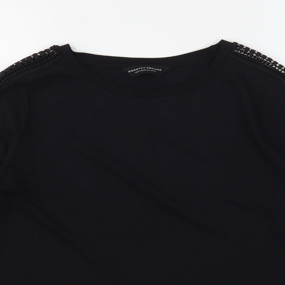 Dorothy Perkins Womens Black  Cotton Basic T-Shirt Size 16 Round Neck