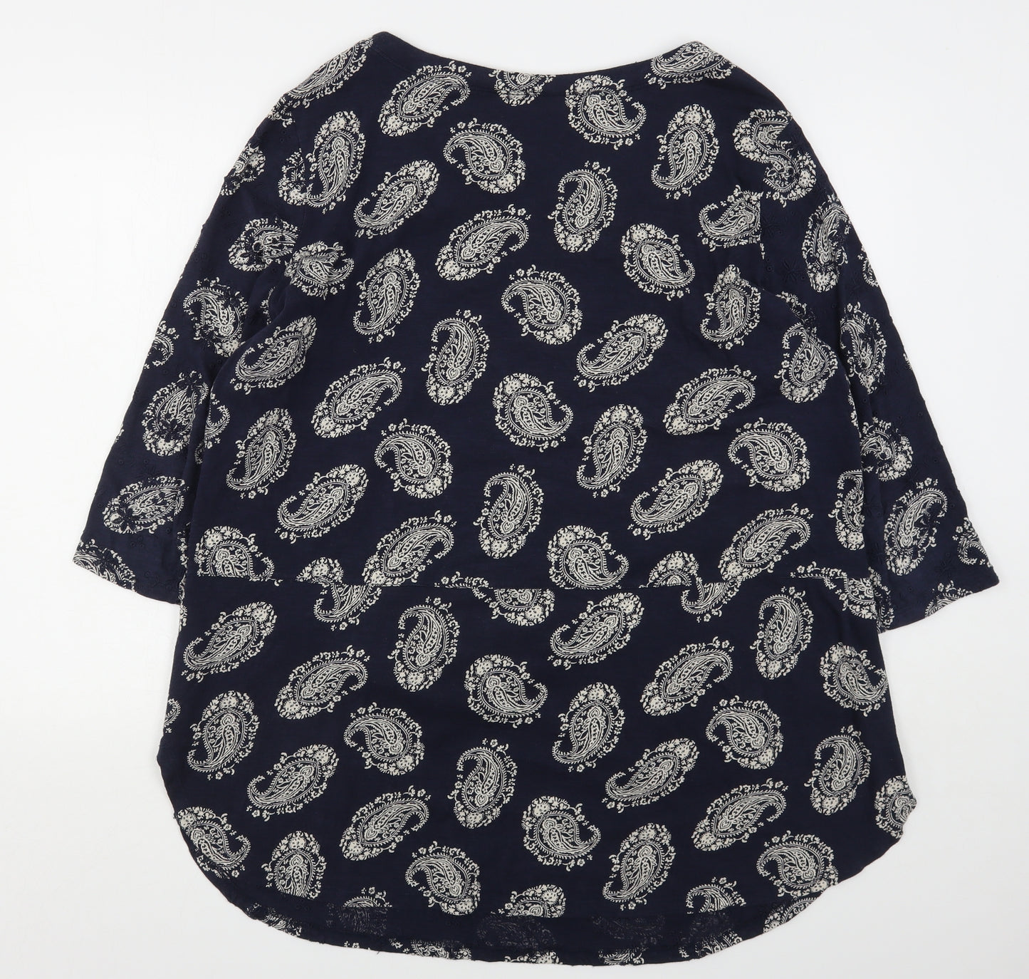 Bonmarche Womens Blue Floral Cotton Basic T-Shirt Size 20 Round Neck