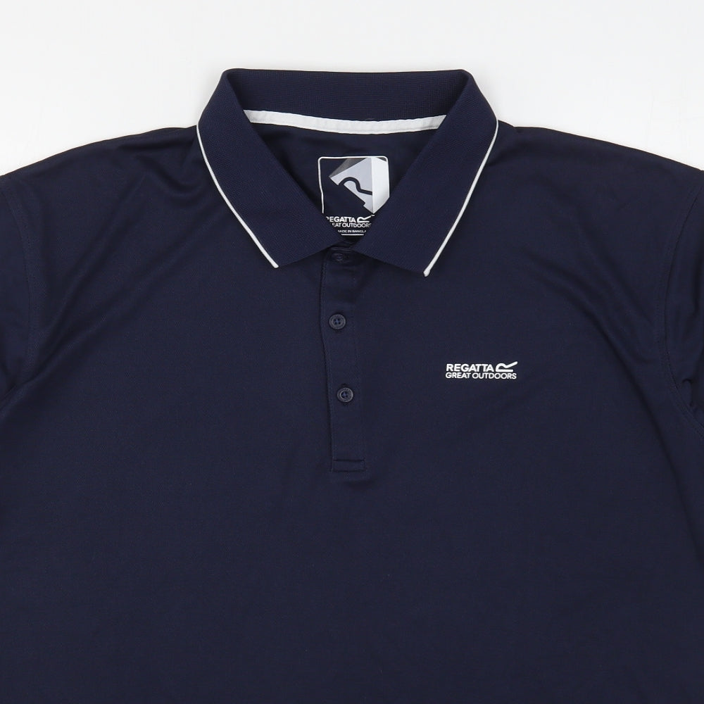 Regatta Mens Blue  Polyester  Polo Size 2XL Collared
