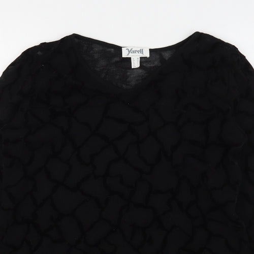 Yapell Womens Black Round Neck Geometric Wool Pullover Jumper Size 12