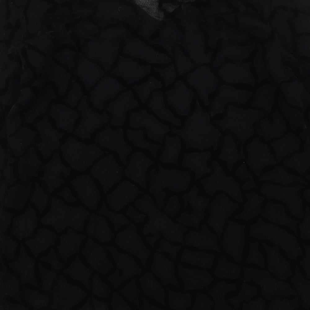 Yapell Womens Black Round Neck Geometric Wool Pullover Jumper Size 12