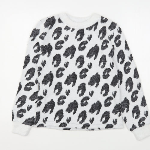 Marks and Spencer Womens Multicoloured Round Neck Animal Print Polyamide Pullover Jumper Size 6