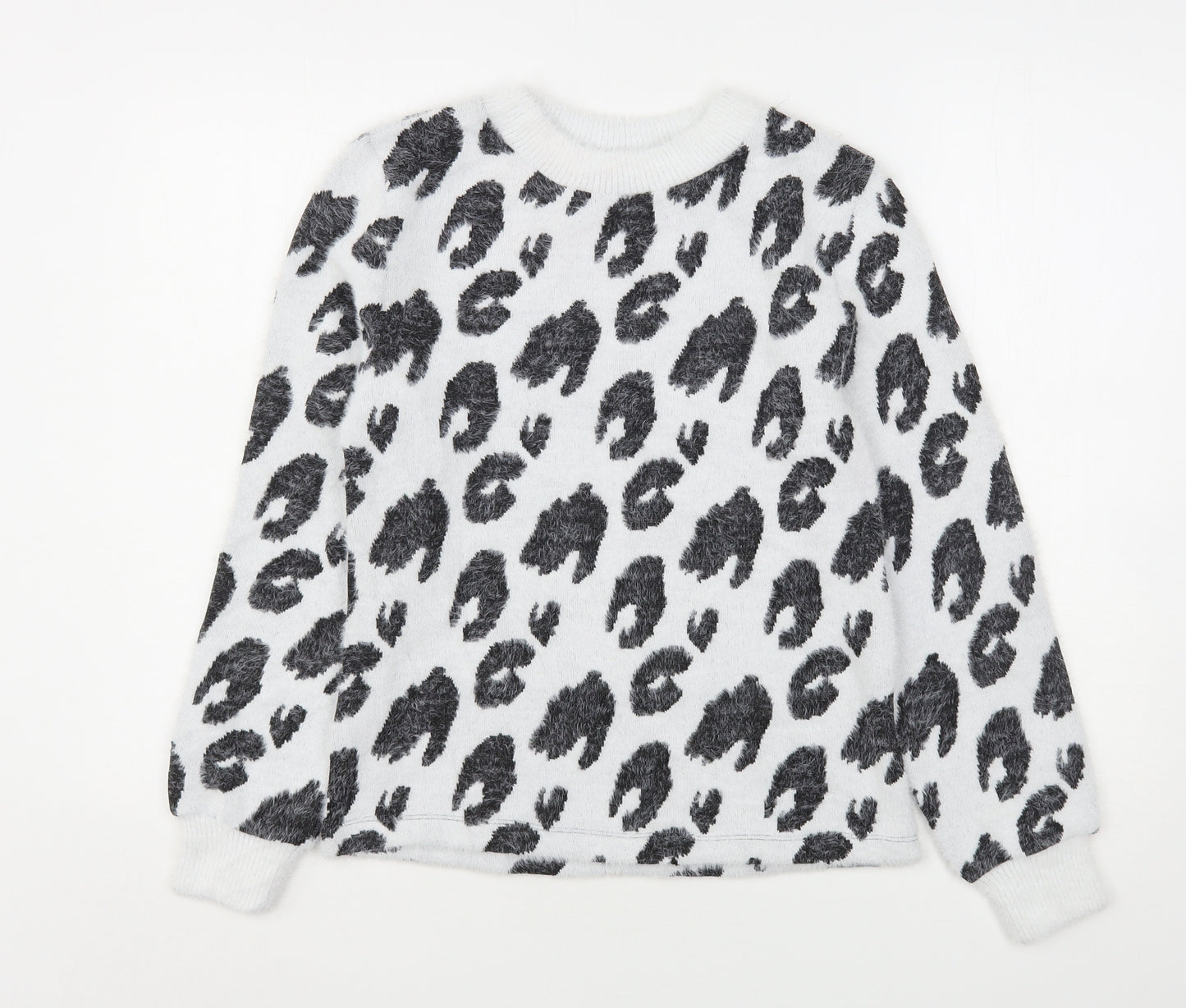 Marks and Spencer Womens Multicoloured Round Neck Animal Print Polyamide Pullover Jumper Size 6