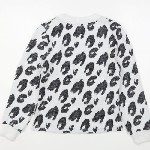 Marks and Spencer Womens Multicoloured Round Neck Animal Print Polyamide Pullover Jumper Size 6