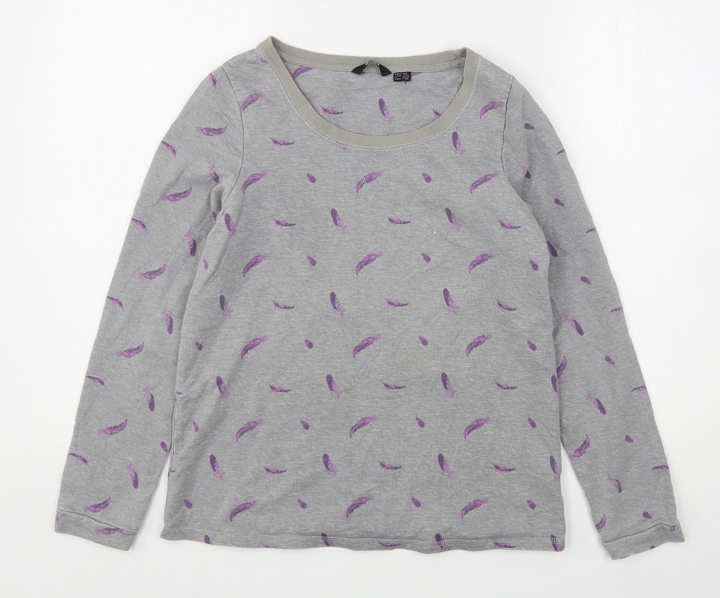 ESMARA Womens Grey Geometric Cotton Pullover Sweatshirt Size 10