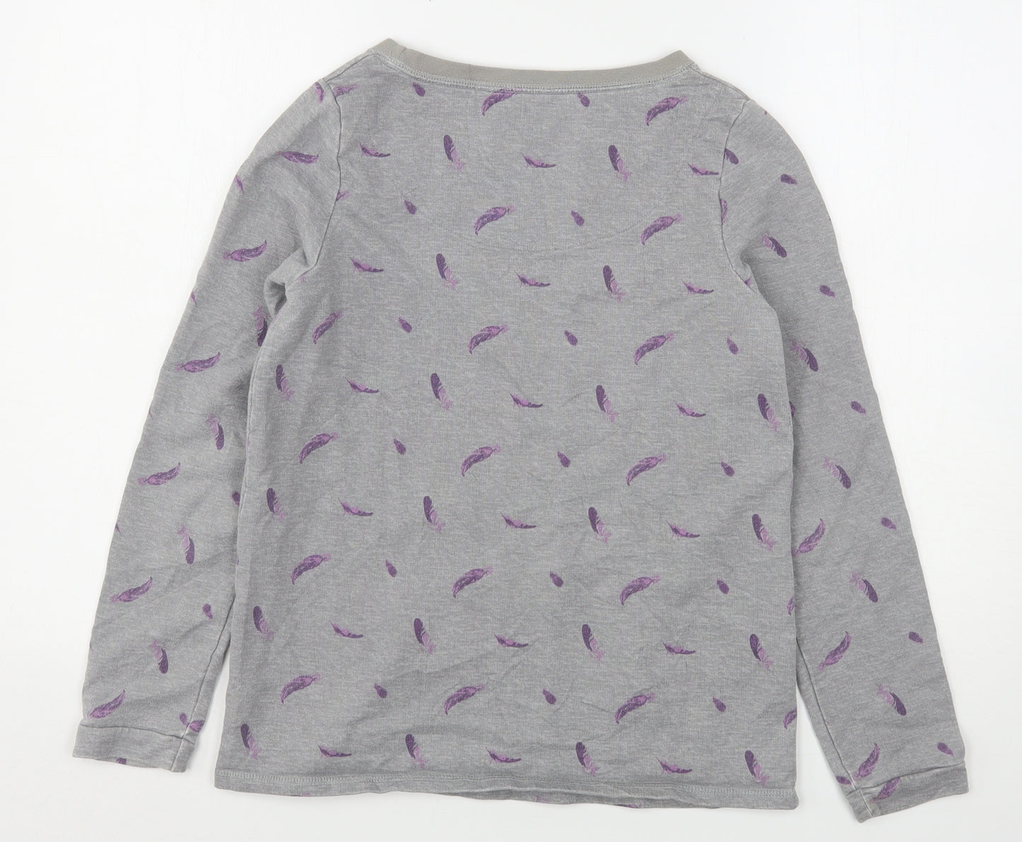 ESMARA Womens Grey Geometric Cotton Pullover Sweatshirt Size 10