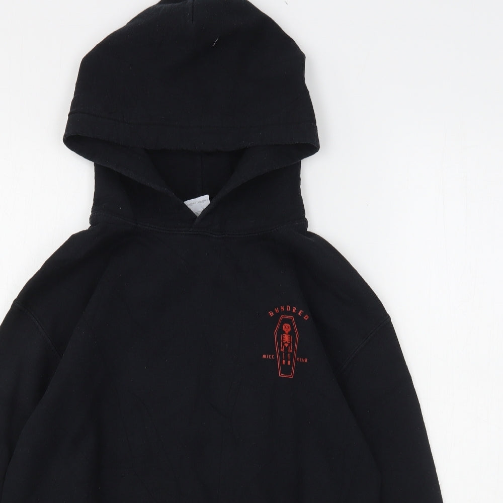 Gildan Mens Black  Cotton Pullover Hoodie Size S