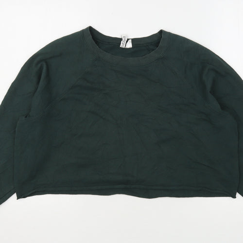 H&M Womens Green  Cotton Pullover Sweatshirt Size M