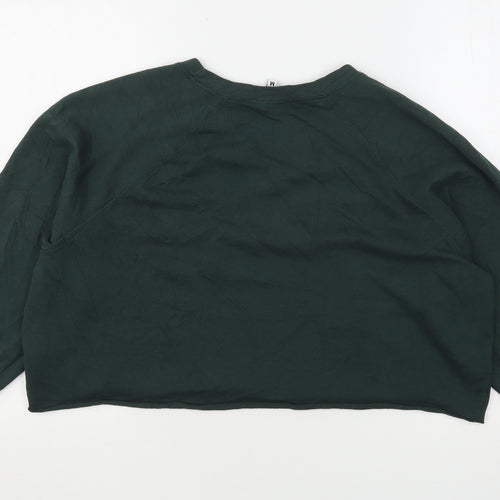 H&M Womens Green  Cotton Pullover Sweatshirt Size M