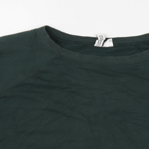 H&M Womens Green  Cotton Pullover Sweatshirt Size M