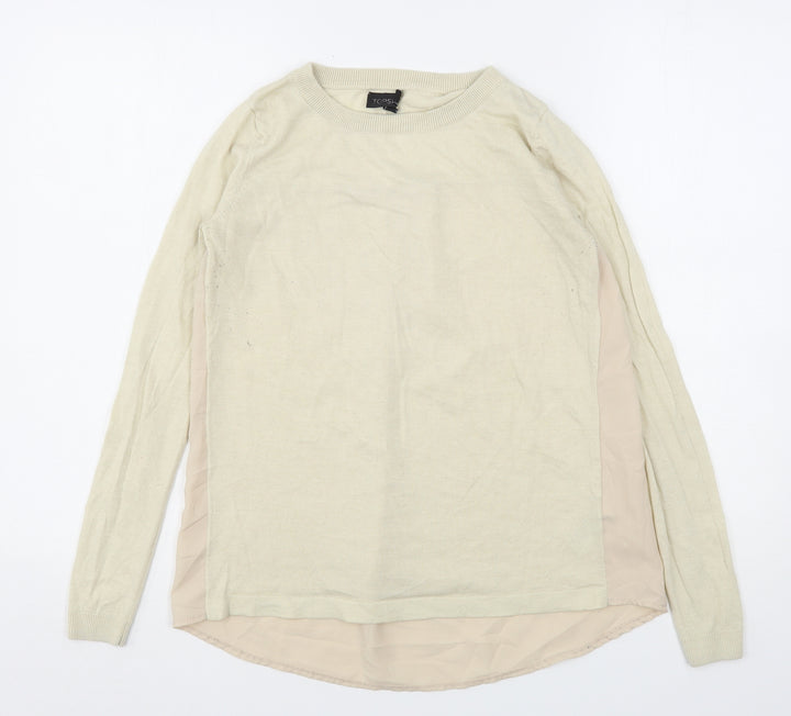 Topshop Womens Beige Round Neck  Polyester Pullover Jumper Size 8