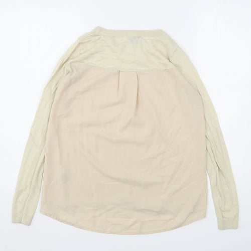 Topshop Womens Beige Round Neck  Polyester Pullover Jumper Size 8