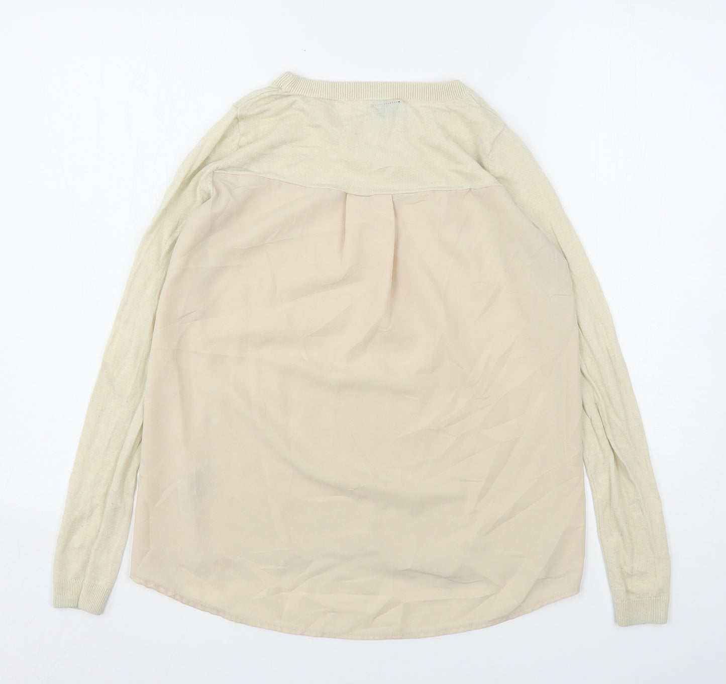 Topshop Womens Beige Round Neck  Polyester Pullover Jumper Size 8