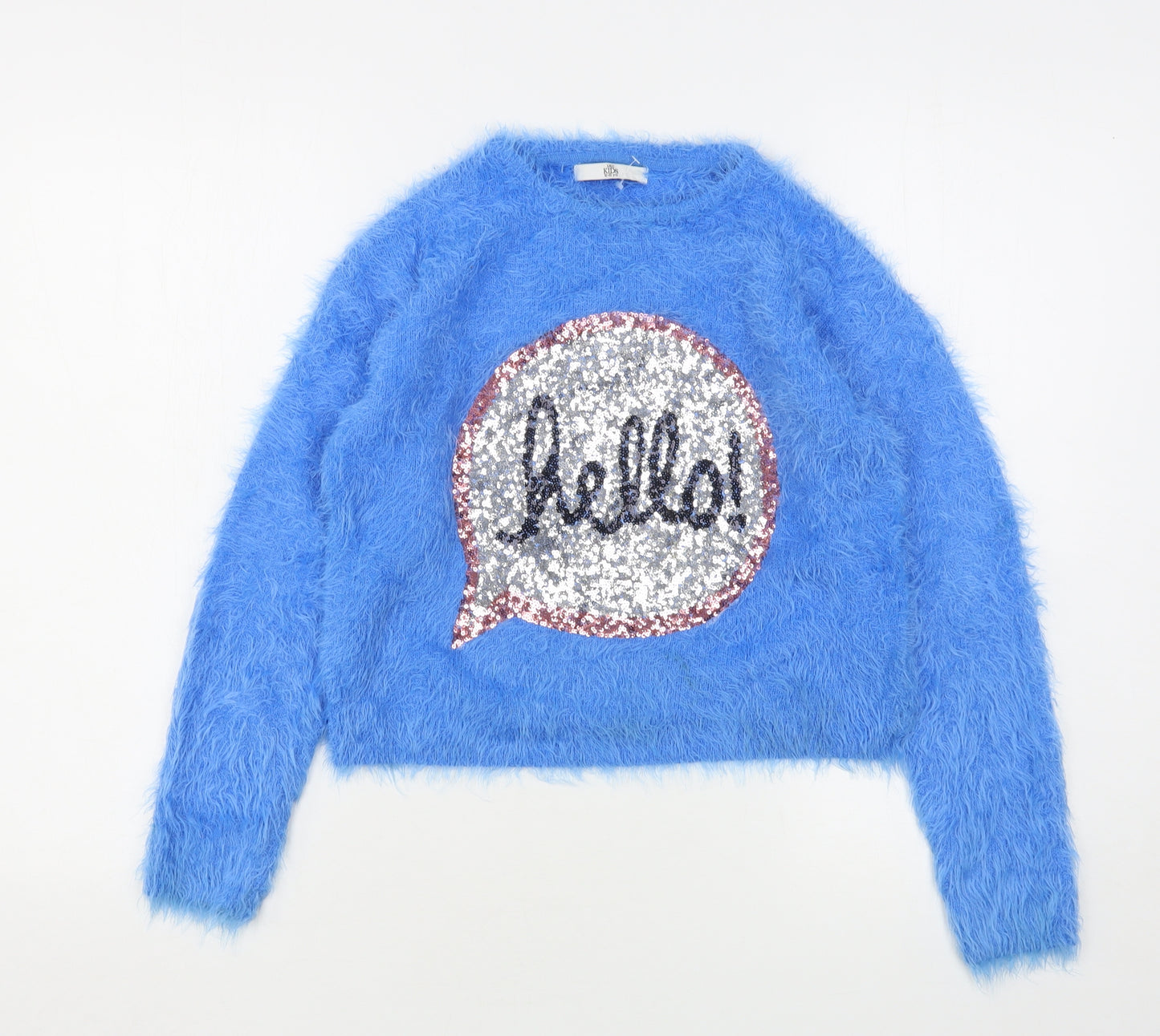 Marks and Spencer Girls Blue Round Neck  Polyamide Pullover Jumper Size 12-13 Years