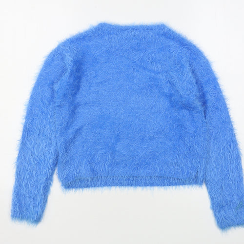 Marks and Spencer Girls Blue Round Neck  Polyamide Pullover Jumper Size 12-13 Years