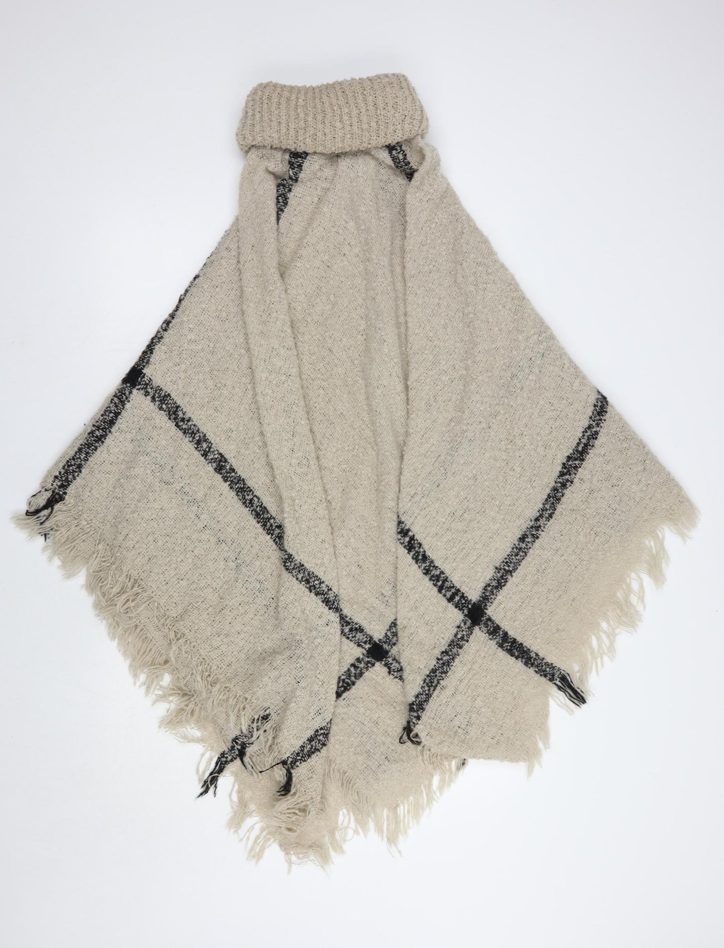 Peacocks Womens Beige Striped  Overcoat Poncho One Size