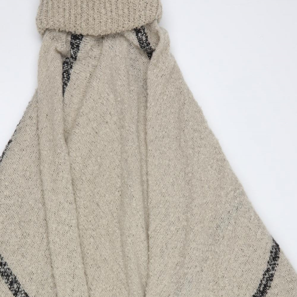 Peacocks Womens Beige Striped  Overcoat Poncho One Size