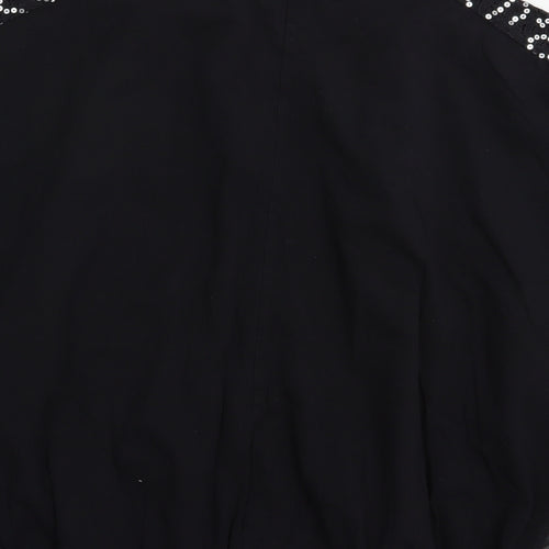 Preworn Womens Black  Viscose Basic Blouse Size L Round Neck