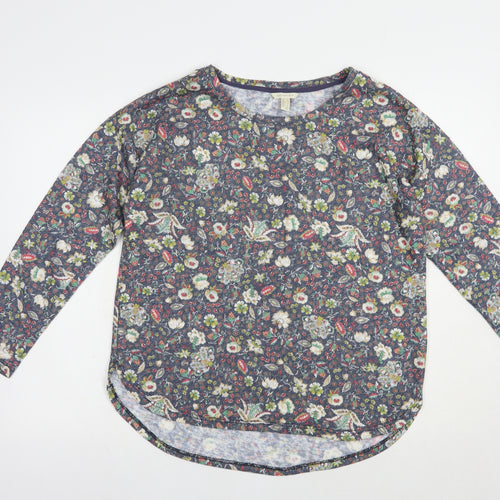 Springfield Womens Blue Boat Neck Floral Acrylic Pullover Jumper Size XL