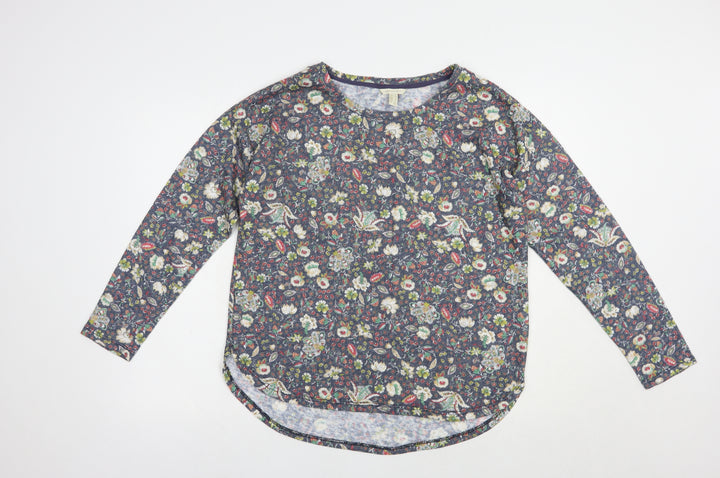Springfield Womens Blue Boat Neck Floral Acrylic Pullover Jumper Size XL