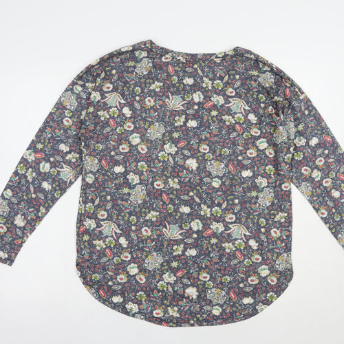 Springfield Womens Blue Boat Neck Floral Acrylic Pullover Jumper Size XL