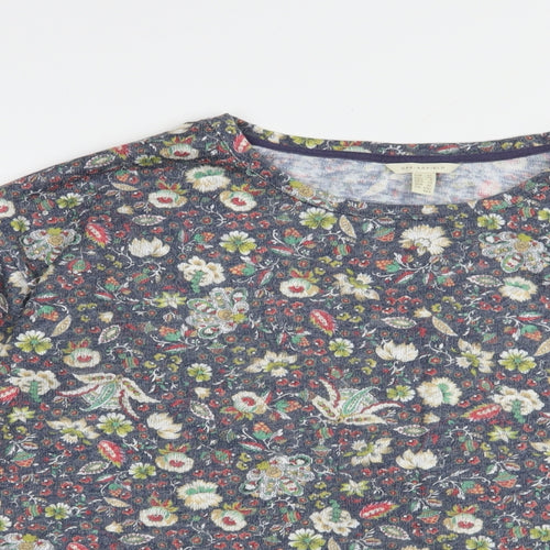 Springfield Womens Blue Boat Neck Floral Acrylic Pullover Jumper Size XL