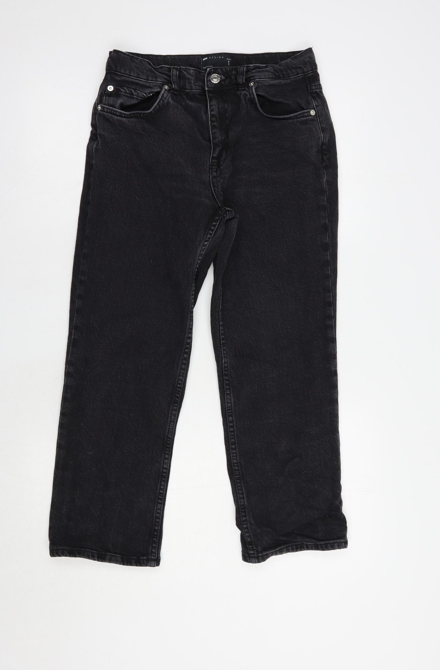 ASOS Womens Black  Cotton Cropped Jeans Size 28 in L25 in Regular Button