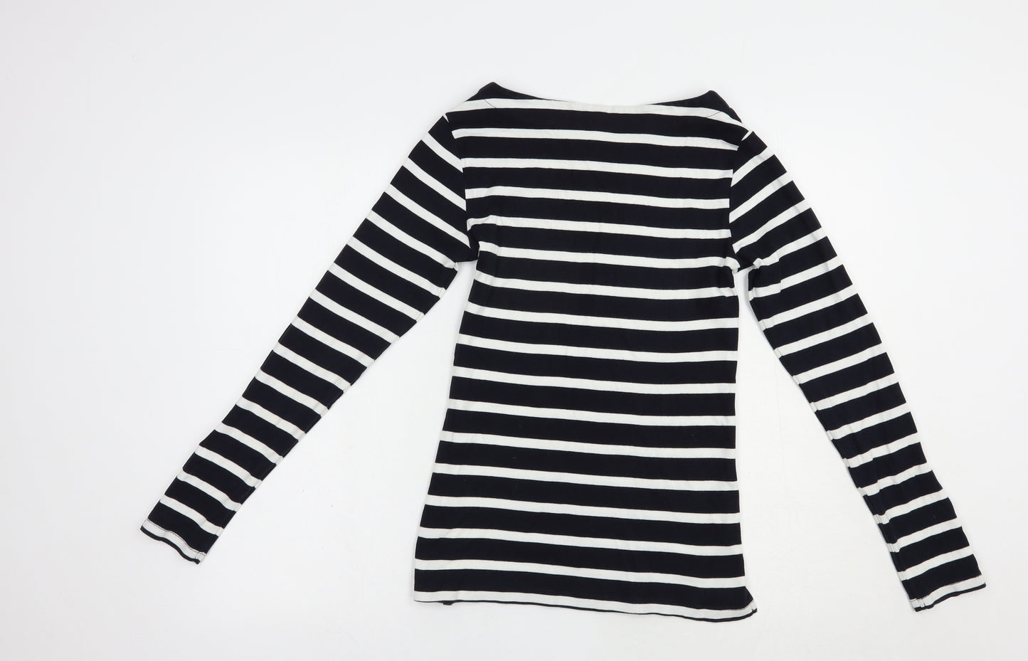 F&F Womens Blue Striped Cotton Basic T-Shirt Size 12 Boat Neck