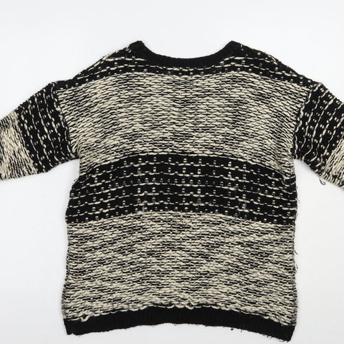 Dorothy Perkins Womens Black Crew Neck Striped Acrylic Pullover Jumper Size 14