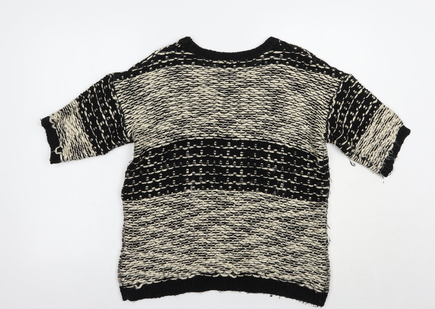 Dorothy Perkins Womens Black Crew Neck Striped Acrylic Pullover Jumper Size 14