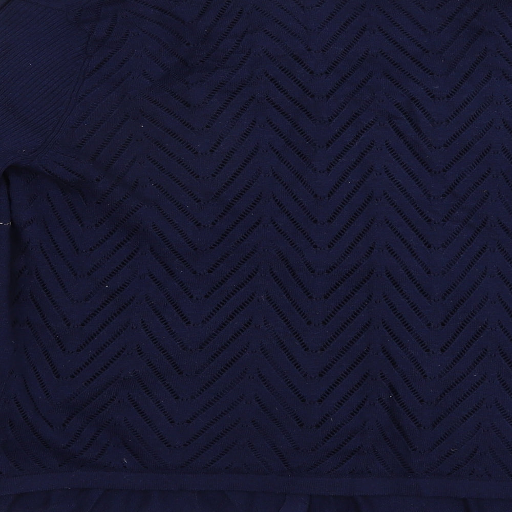 TU Womens Blue Round Neck  Viscose Cardigan Jumper Size 10