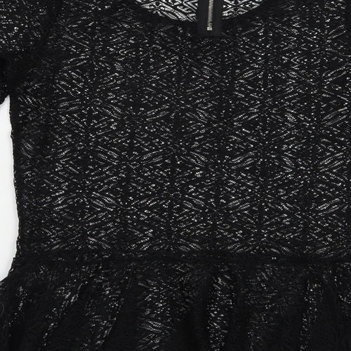 NEXT Womens Black  Polyester Basic Blouse Size 8 Scoop Neck