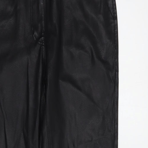 Lucid Womens Black  Polyurethane Trousers  Size 14 L30 in Regular Button - Faux Leather