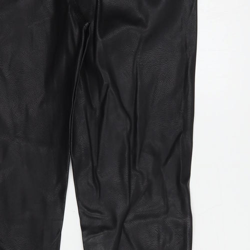 Lucid Womens Black  Polyurethane Trousers  Size 14 L30 in Regular Button - Faux Leather
