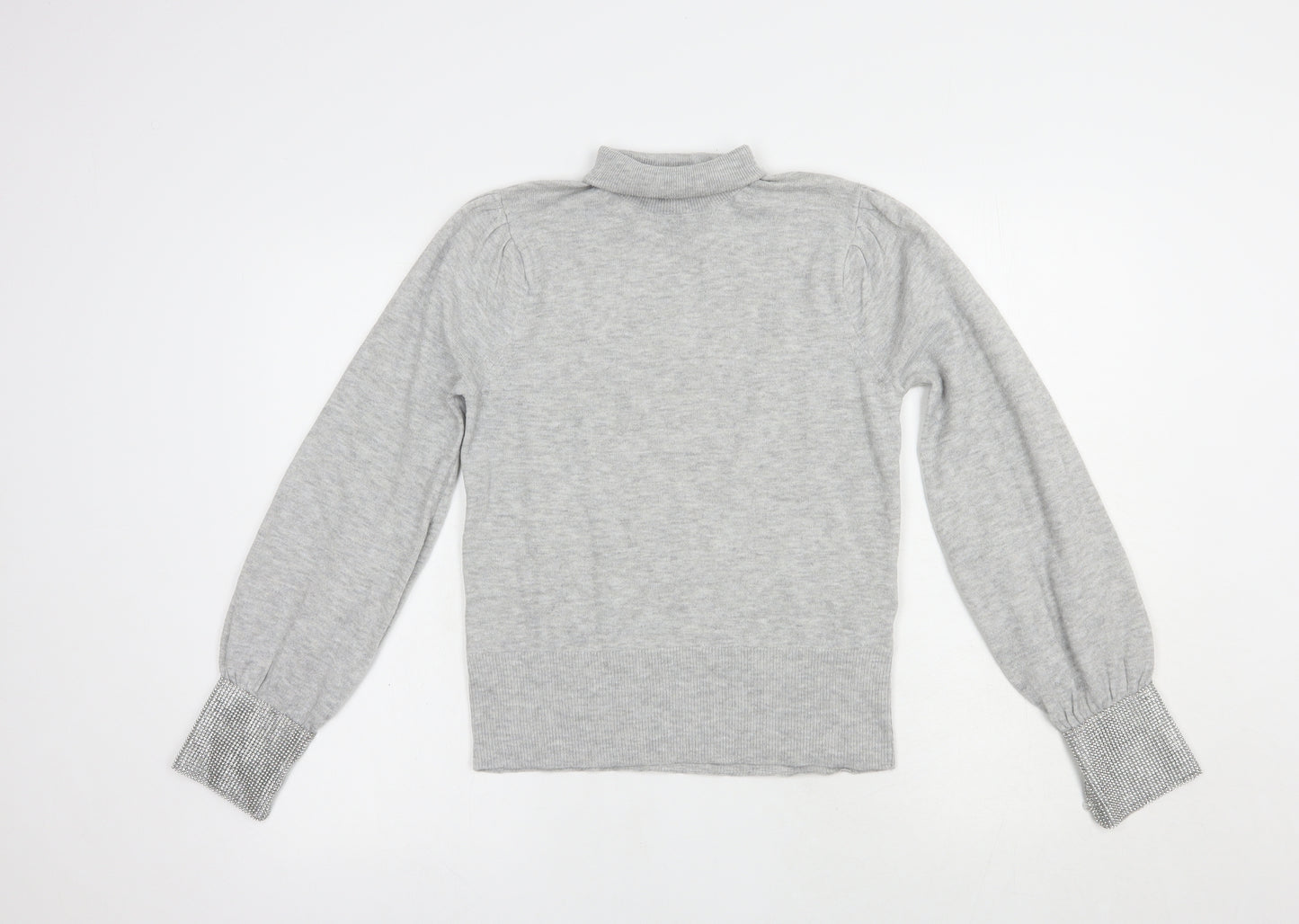 River Island Womens Grey Roll Neck  Polyester Pullover Jumper Size 10