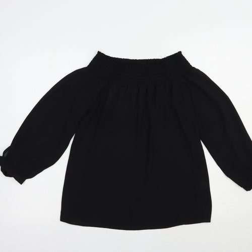 Dorothy Perkins Womens Black  Polyester Basic Blouse Size 10 Off the Shoulder