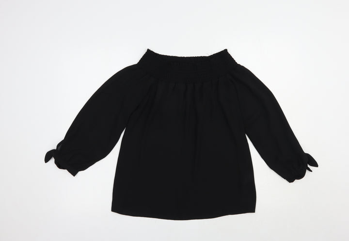 Dorothy Perkins Womens Black  Polyester Basic Blouse Size 10 Off the Shoulder