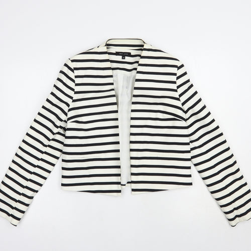 New Look Womens White Striped  Jacket Blazer Size 12