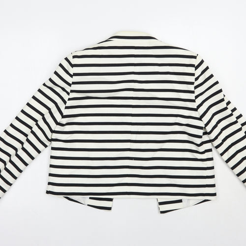 New Look Womens White Striped  Jacket Blazer Size 12