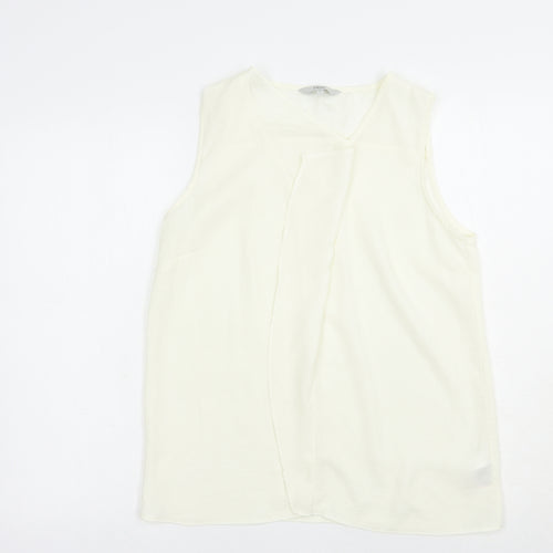 NEXT Womens Ivory  Polyester Basic Blouse Size 10 V-Neck
