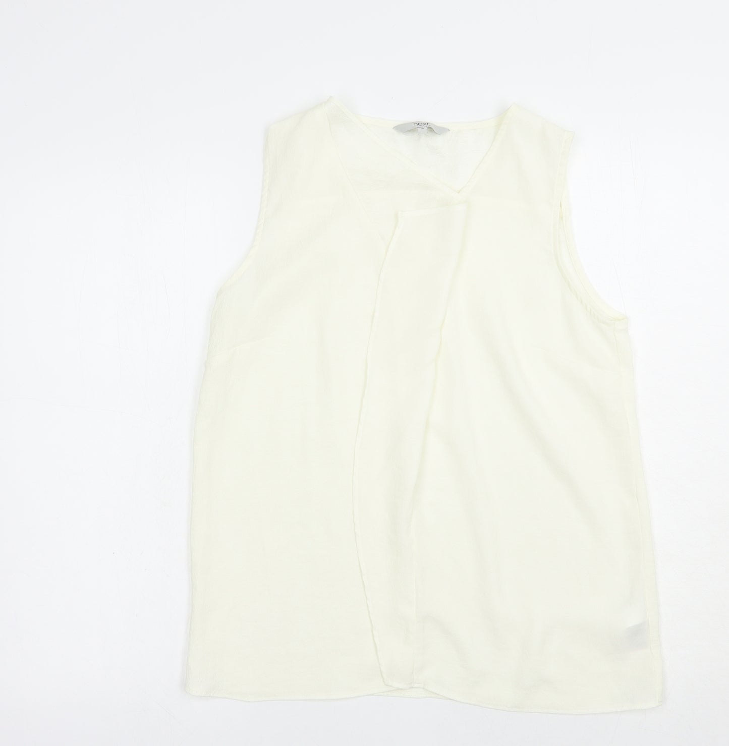 NEXT Womens Ivory  Polyester Basic Blouse Size 10 V-Neck