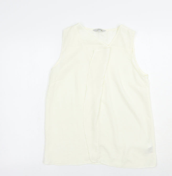 NEXT Womens Ivory  Polyester Basic Blouse Size 10 V-Neck