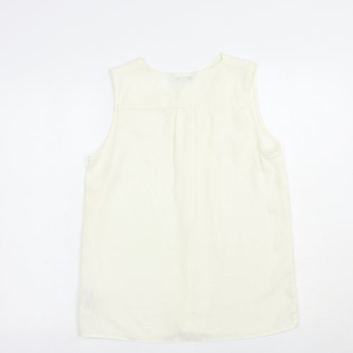 NEXT Womens Ivory  Polyester Basic Blouse Size 10 V-Neck
