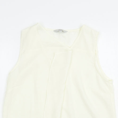 NEXT Womens Ivory  Polyester Basic Blouse Size 10 V-Neck