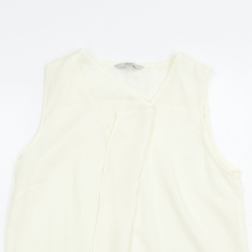 NEXT Womens Ivory  Polyester Basic Blouse Size 10 V-Neck