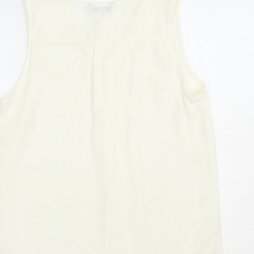 NEXT Womens Ivory  Polyester Basic Blouse Size 10 V-Neck